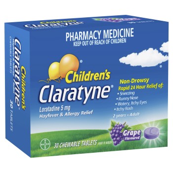 儿童Claratyne抗过敏和花粉症缓解葡萄味咀嚼片