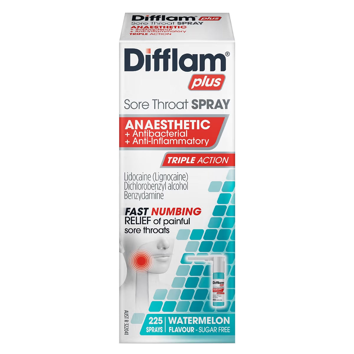 Difflam Plus Sore Throat Anaesthetic Spray Watermelon 30ml