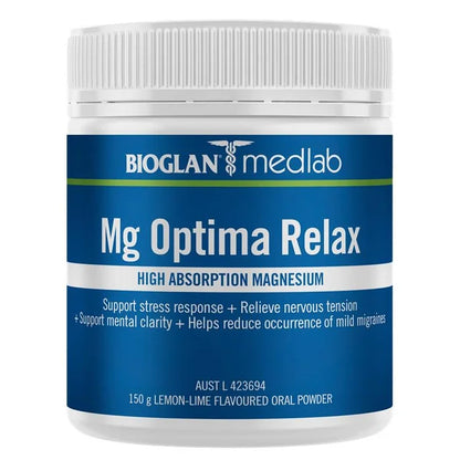 Mg Optima Relax，柠檬青柠味 – 150克