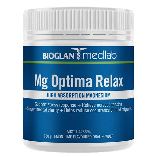 Mg Optima Relax，柠檬青柠味 – 150克
