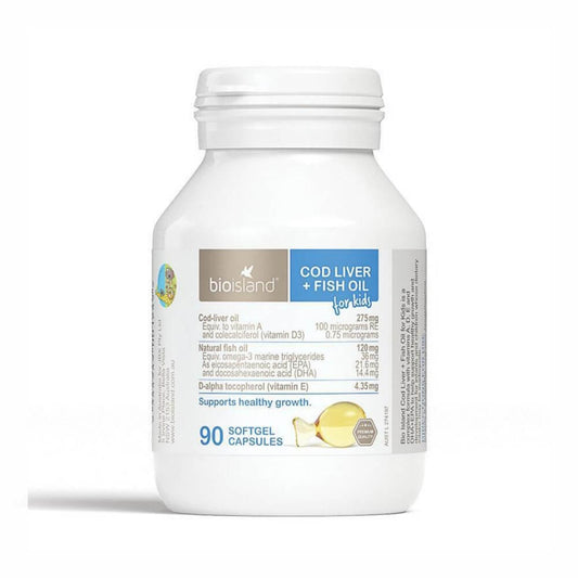 Bio Island Cod Liver + Fish Oil Kids 90 Capsules